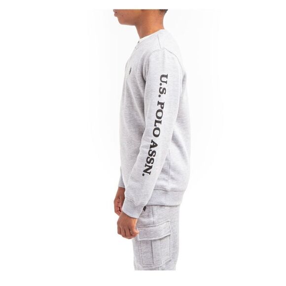 Nwt U.S. Polo Assn. Boys Sz 8 Print Sleeve Fleece Crewneck Sweatshirt - Picture 7 of 8